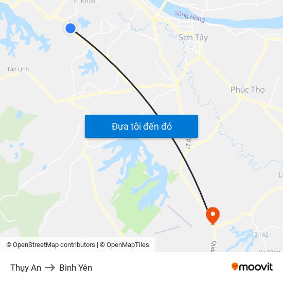Thụy An to Bình Yên map