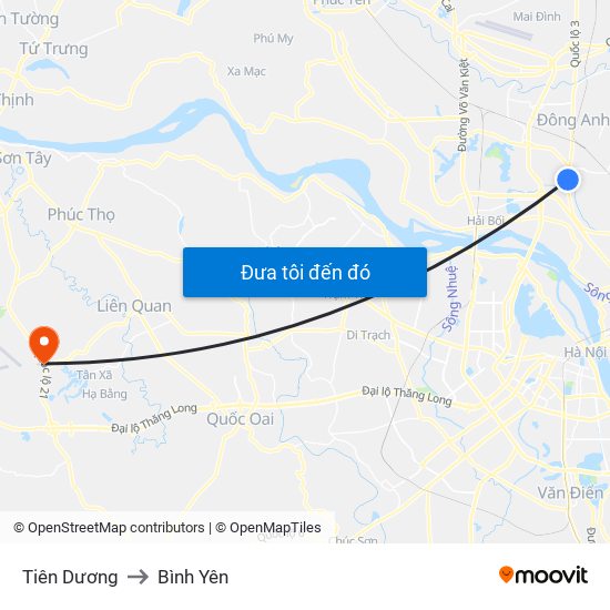 Tiên Dương to Bình Yên map