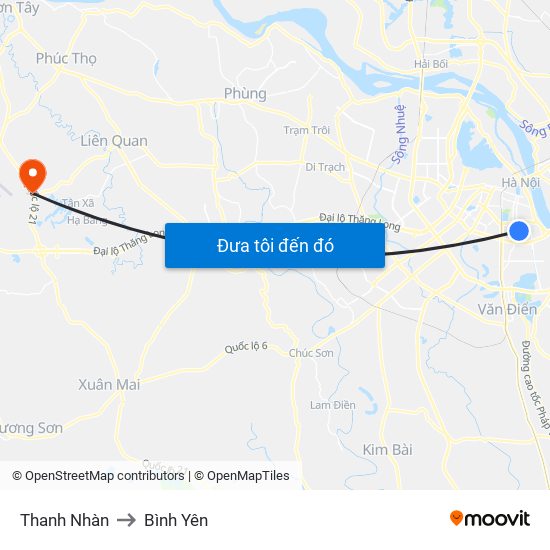 Thanh Nhàn to Bình Yên map