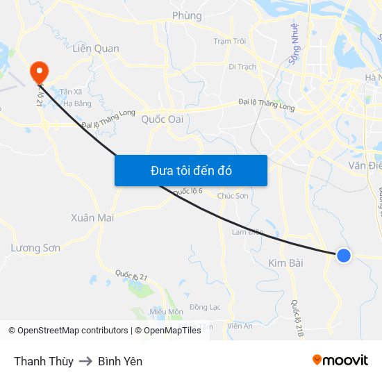 Thanh Thùy to Bình Yên map