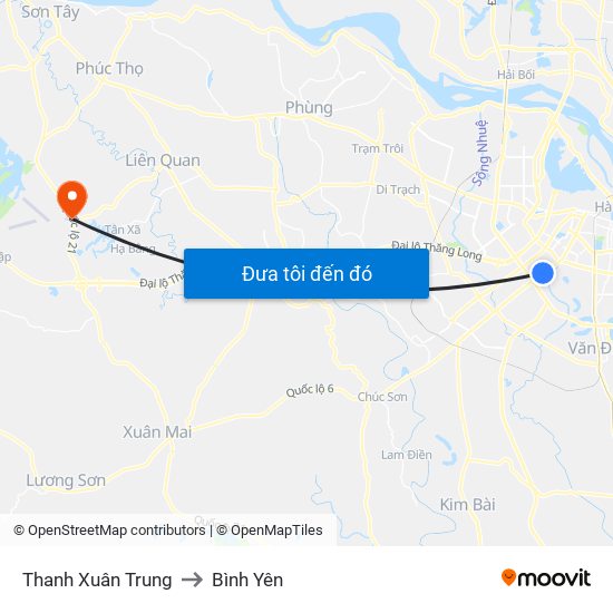 Thanh Xuân Trung to Bình Yên map