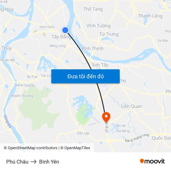 Phú Châu to Bình Yên map