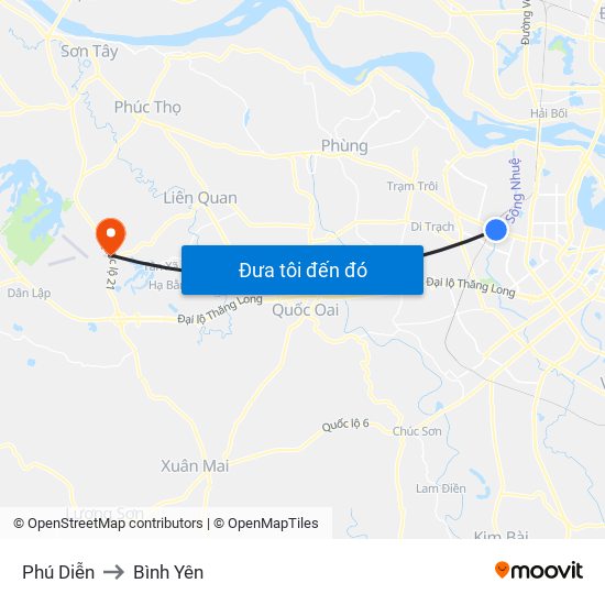 Phú Diễn to Bình Yên map