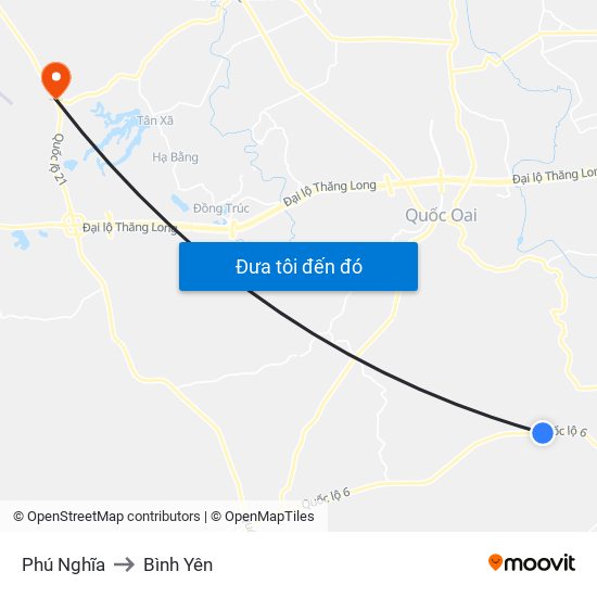 Phú Nghĩa to Bình Yên map