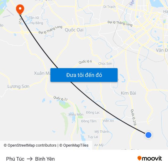 Phú Túc to Bình Yên map
