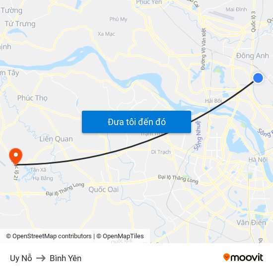 Uy Nỗ to Bình Yên map