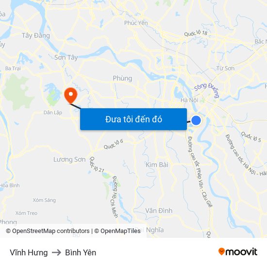 Vĩnh Hưng to Bình Yên map