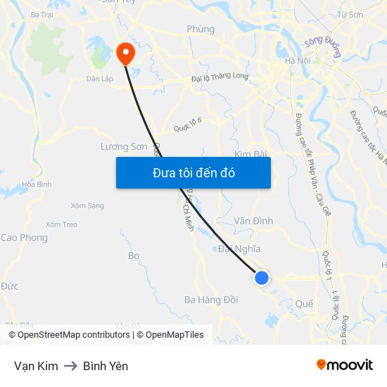 Vạn Kim to Bình Yên map