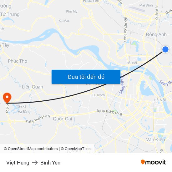 Việt Hùng to Bình Yên map