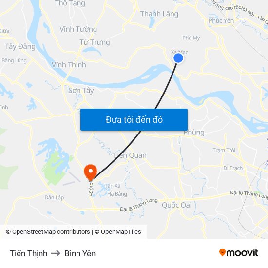 Tiến Thịnh to Bình Yên map