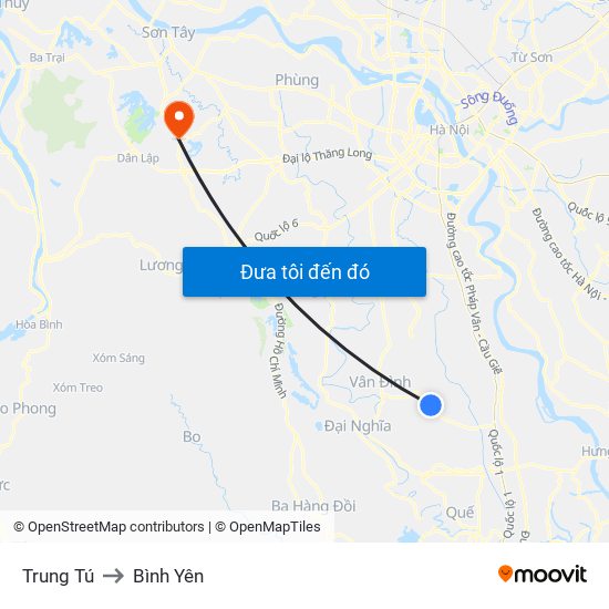 Trung Tú to Bình Yên map