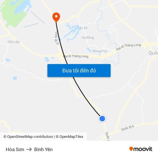 Hòa Sơn to Bình Yên map