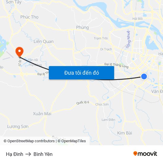 Hạ Đình to Bình Yên map