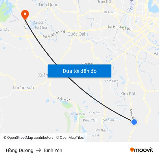 Hồng Dương to Bình Yên map