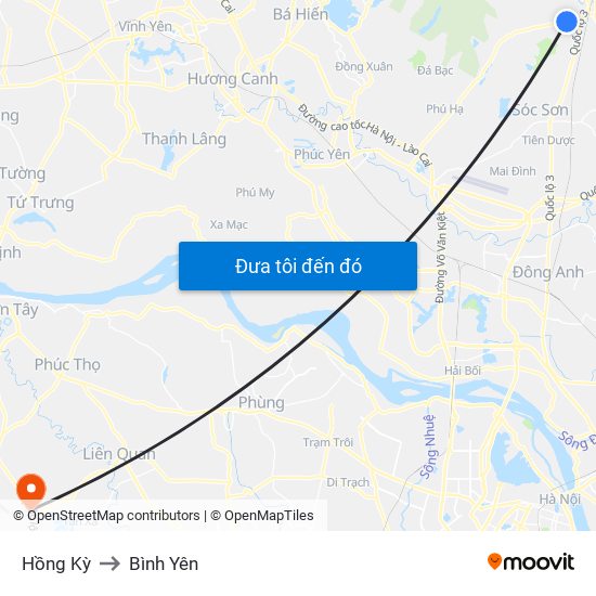 Hồng Kỳ to Bình Yên map