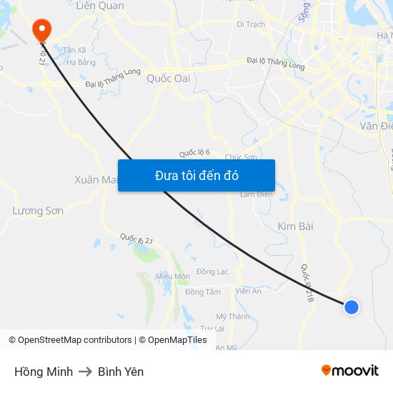 Hồng Minh to Bình Yên map