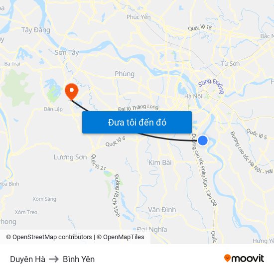 Duyên Hà to Bình Yên map