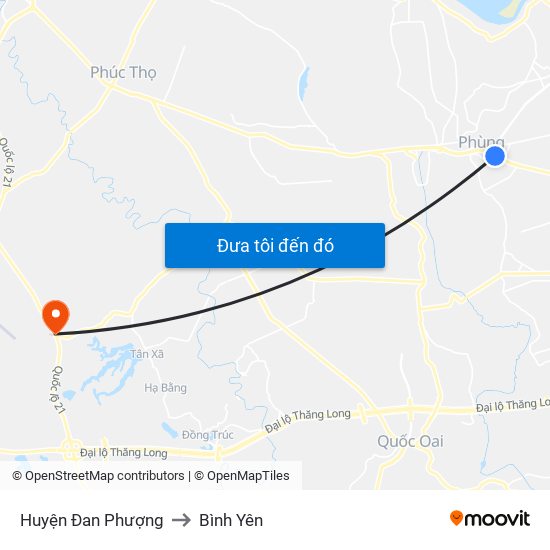Huyện Đan Phượng to Bình Yên map