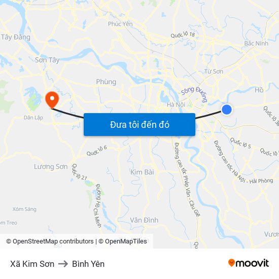 Xã Kim Sơn to Bình Yên map