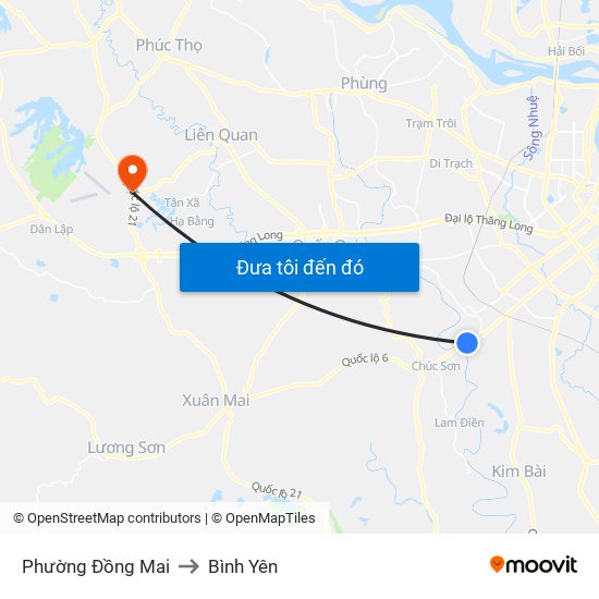 Phường Đồng Mai to Bình Yên map