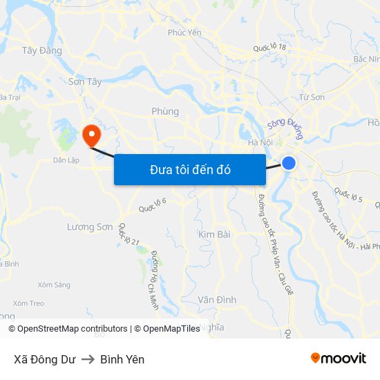 Xã Đông Dư to Bình Yên map