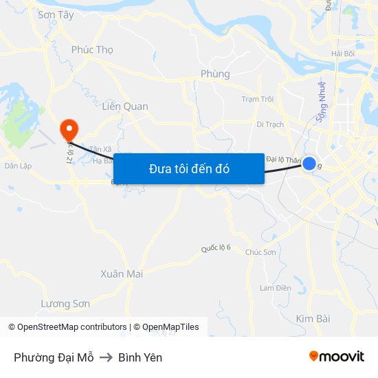 Phường Đại Mỗ to Bình Yên map