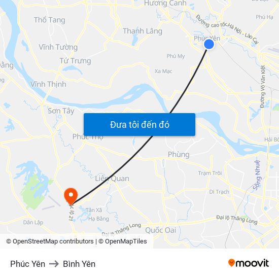 Phúc Yên to Bình Yên map