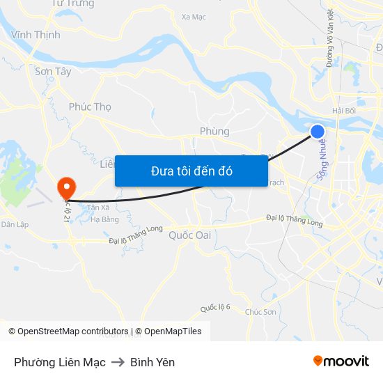 Phường Liên Mạc to Bình Yên map