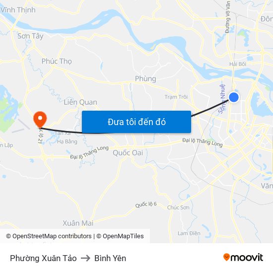 Phường Xuân Tảo to Bình Yên map