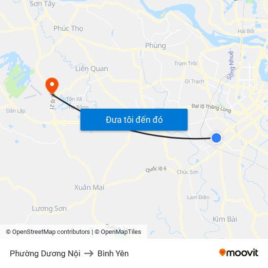 Phường Dương Nội to Bình Yên map