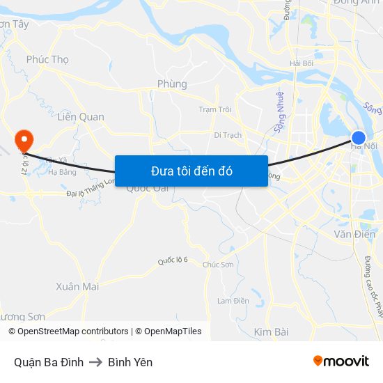 Quận Ba Đình to Bình Yên map