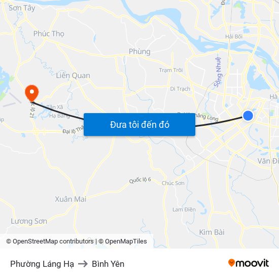 Phường Láng Hạ to Bình Yên map