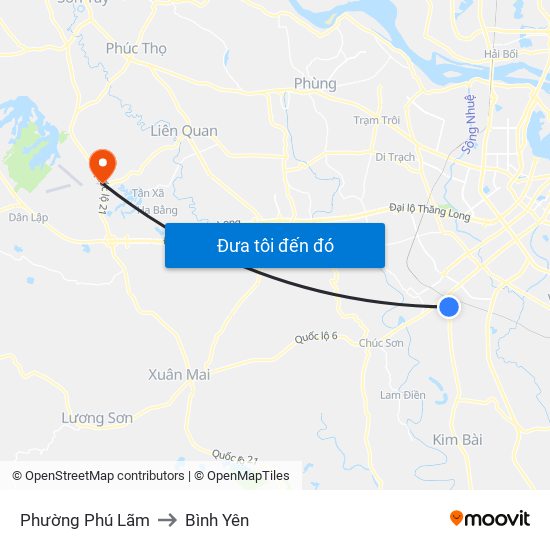 Phường Phú Lãm to Bình Yên map
