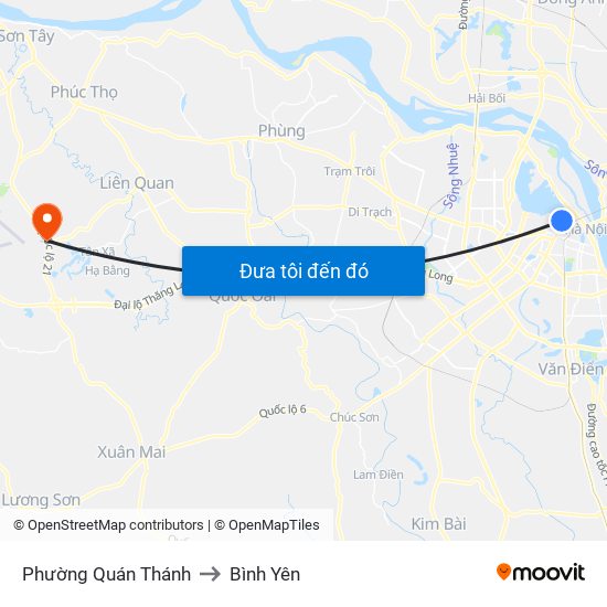 Phường Quán Thánh to Bình Yên map