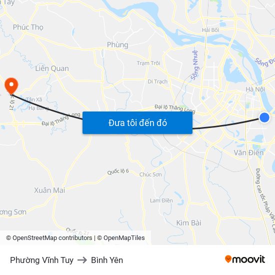 Phường Vĩnh Tuy to Bình Yên map