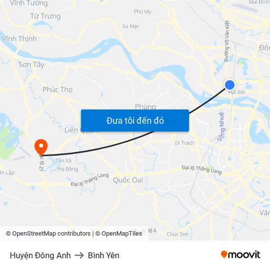 Huyện Đông Anh to Bình Yên map