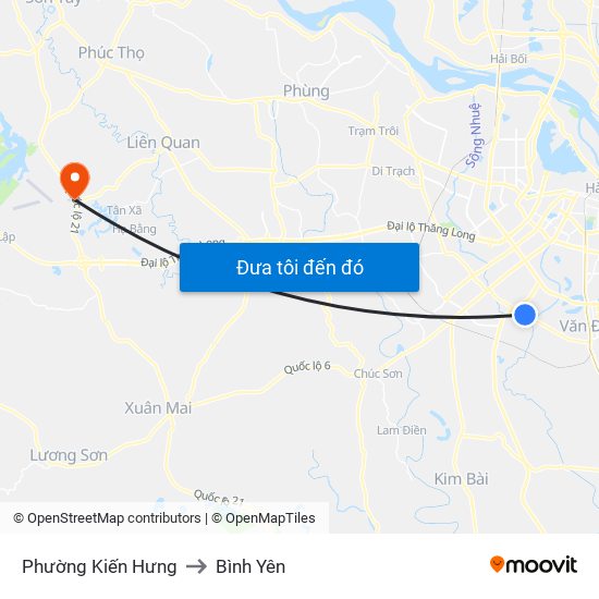 Phường Kiến Hưng to Bình Yên map