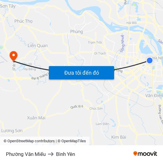 Phường Văn Miếu to Bình Yên map