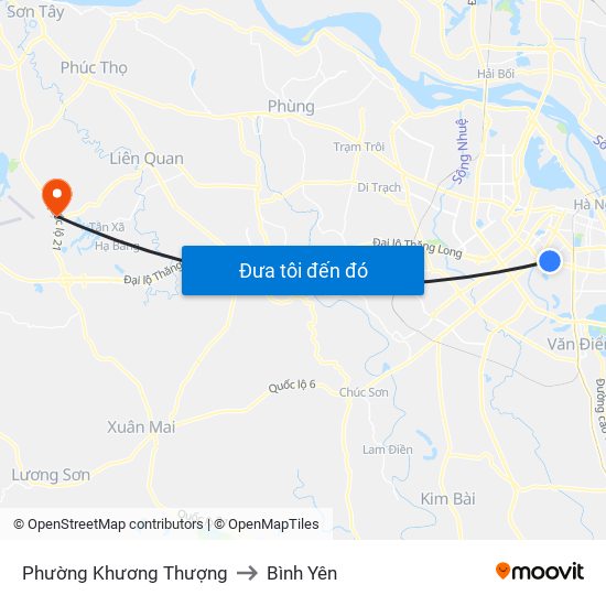 Phường Khương Thượng to Bình Yên map