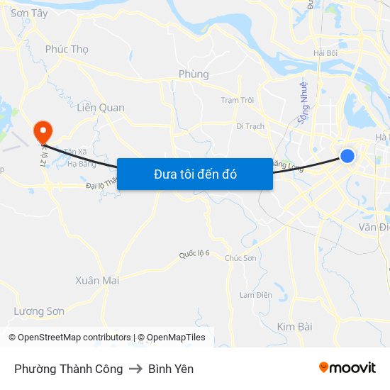 Phường Thành Công to Bình Yên map