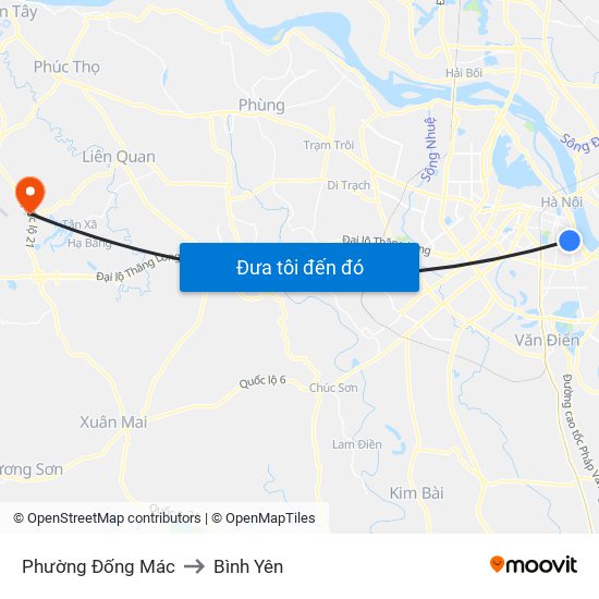 Phường Đống Mác to Bình Yên map