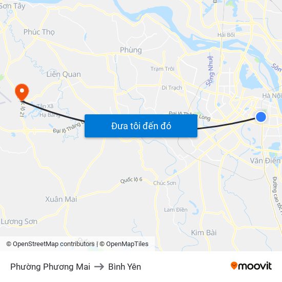 Phường Phương Mai to Bình Yên map