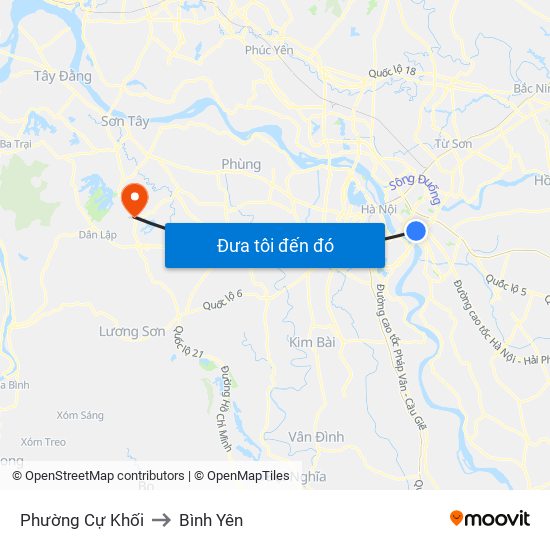 Phường Cự Khối to Bình Yên map