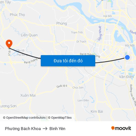 Phường Bách Khoa to Bình Yên map