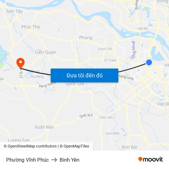 Phường Vĩnh Phúc to Bình Yên map