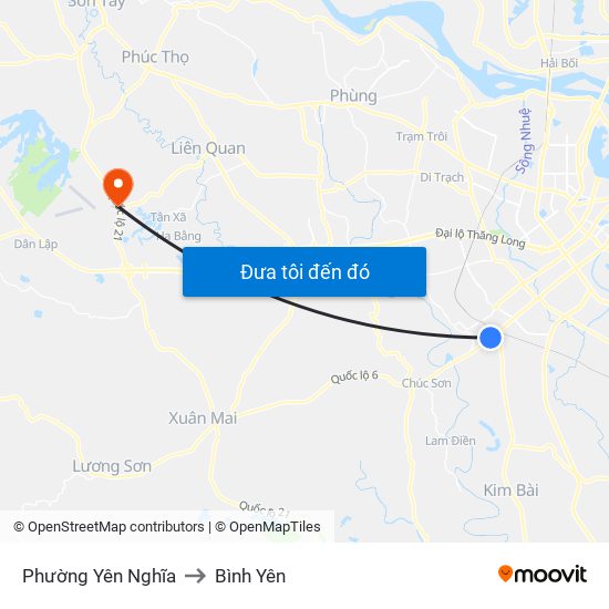Phường Yên Nghĩa to Bình Yên map