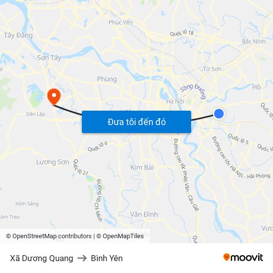 Xã Dương Quang to Bình Yên map