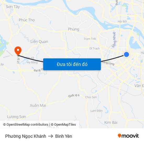 Phường Ngọc Khánh to Bình Yên map