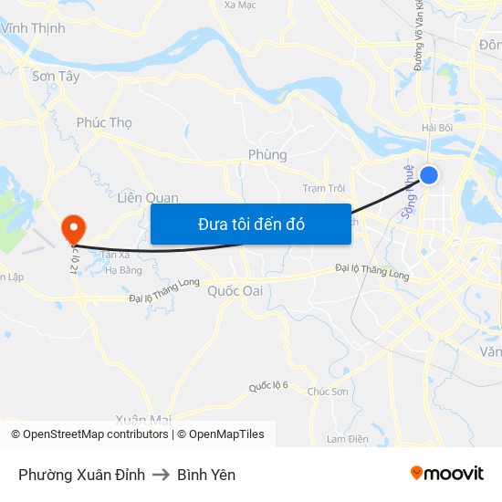 Phường Xuân Đỉnh to Bình Yên map