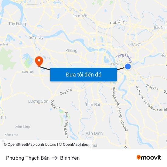 Phường Thạch Bàn to Bình Yên map